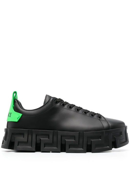 Versace Greca Labyrinth Low-Top Sneakers Black / Neon Green
