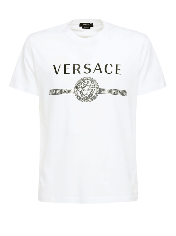 dobbelt Vuggeviser Numerisk T-shirt Versace Logo Print White – HRR LUXURY