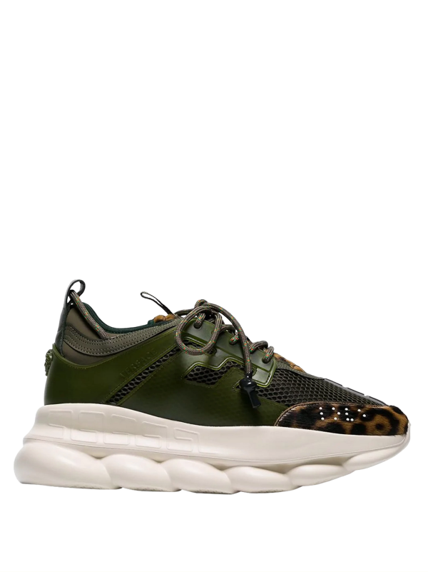 Versace Chain Reaction Sneakers Leopard Green Sneakers