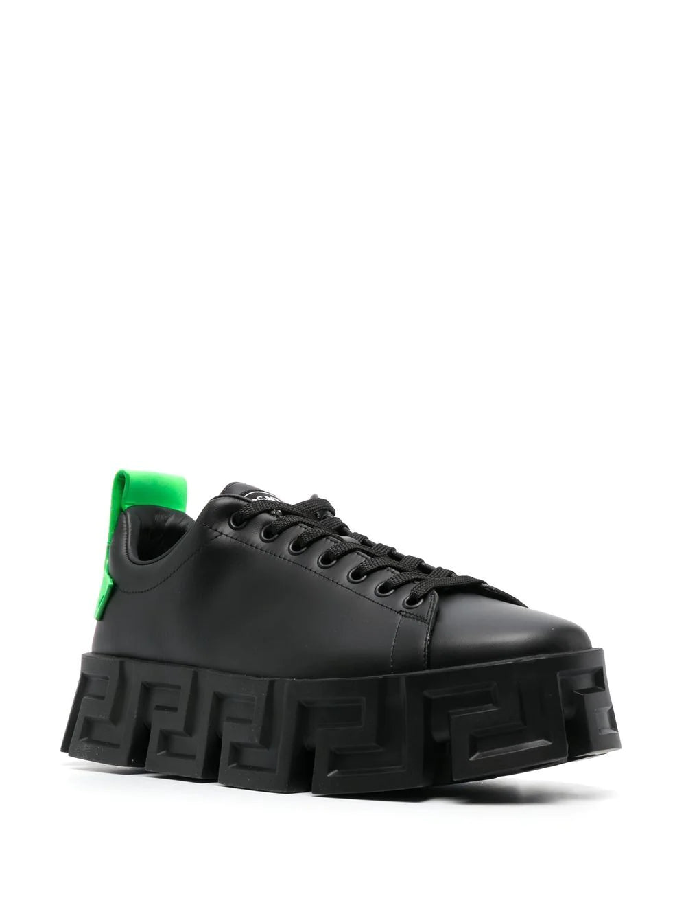 Versace Greca Labyrinth Low-Top Sneakers Black / Neon Green