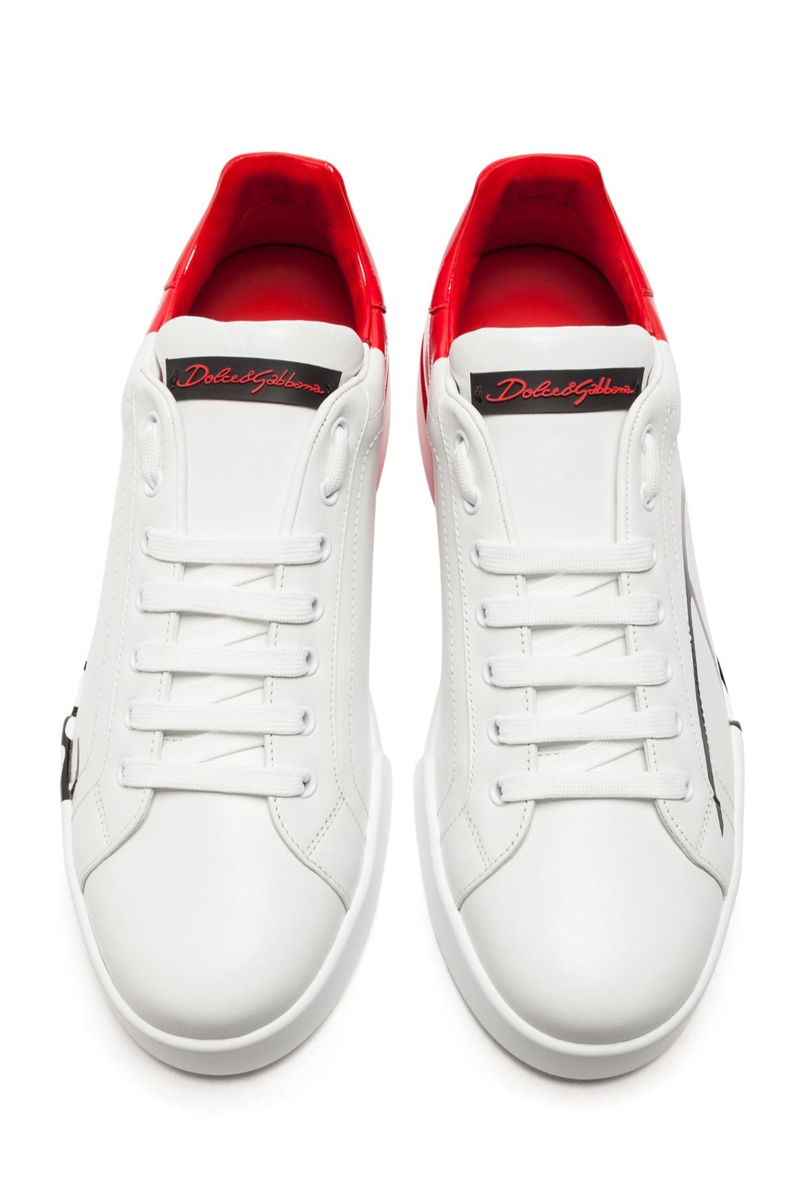 Dolce & Gabbana Men's Portofino Two-tone Leather Sneakers In Red and Black