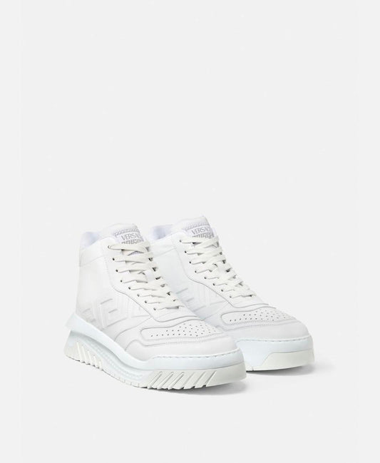 Versace Leather Lace Up Shoes In White