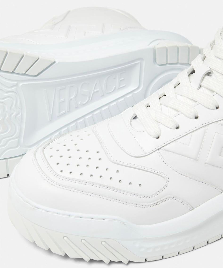 Versace Leather Lace Up Shoes In White