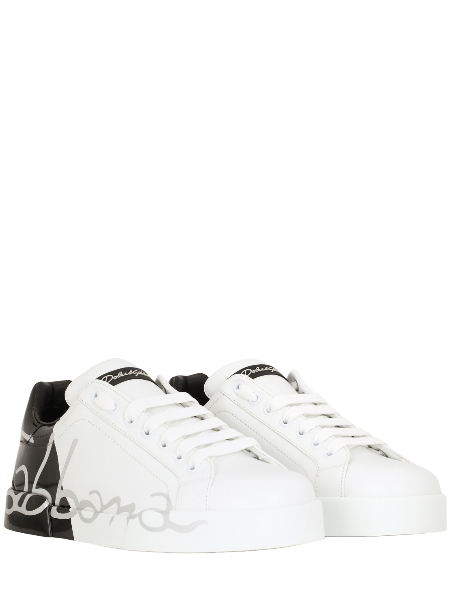 Dolce Gabbana Men s Portofino Two tone Leather Sneakers In White