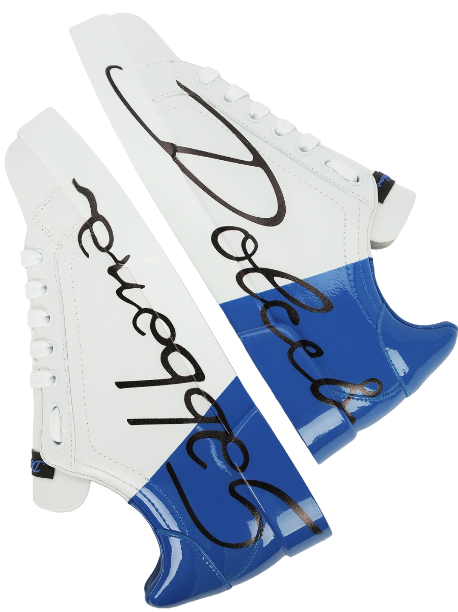 Trainers Dolce & Gabbana - Portofino white and sky blue leather sneakers -  CS1600AI053HZ821