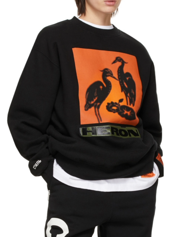 Heron Preston Crewneck OS Herons Nightshift Black Orange
