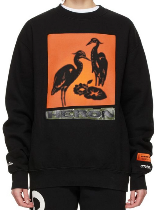 Heron Preston Crewneck OS Herons Nightshift Black Orange