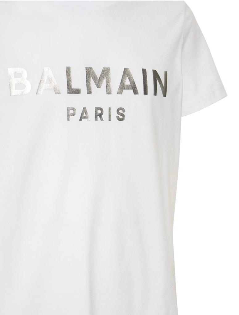 Tricou Balmain Logo Print Alb & Argintiu