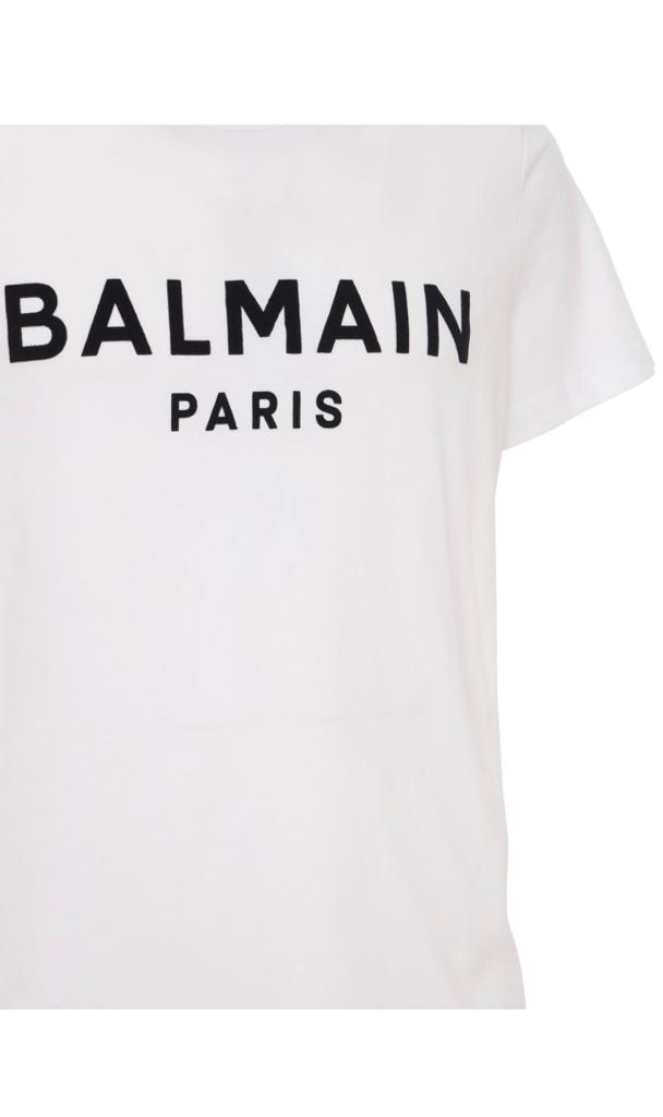 Tricou Balmain Logo Print Alb & Negru