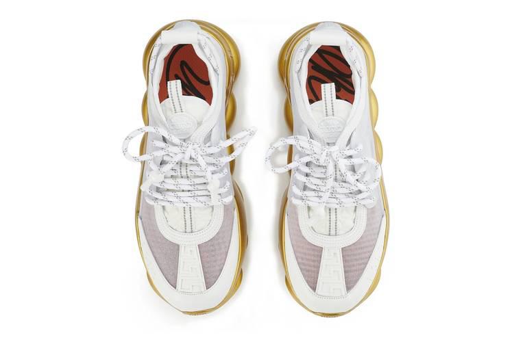 Versace Chain Reaction White Gold Sneakers – HRR LUXURY
