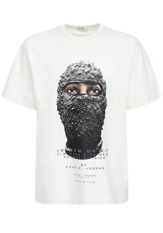 Ih Nom Uh Nit White Silver Mask Print T-Shirt